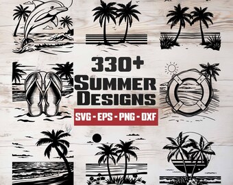 Summer Beach SVG Bundle, Tree Clipart for Cricut, Laser Cut, High Quality Silhouette Graphics, png SVG eps DXF Vector