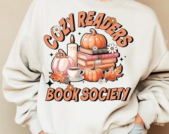 Cozy Readers Book Society Png, Sublimation Design, Bookish Png, Fall Png, Autumn Png, Trendy Png, T-Shirt Design, Digital Download Png, DTF