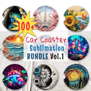 100 PNG Car Coaster Sublimation Design, Car Coaster Designs, Round Sublimation Design, Instant Download, Commercial Use Png