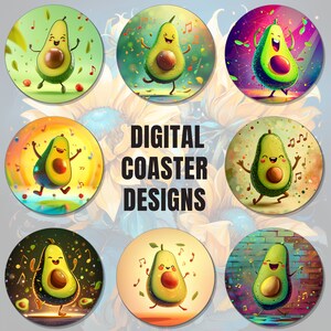 8 Avocado Coaster Sublimation Design PNG, Car Coaster Designs, Round Sublimation Design, Instant Download, Commercial Use Png