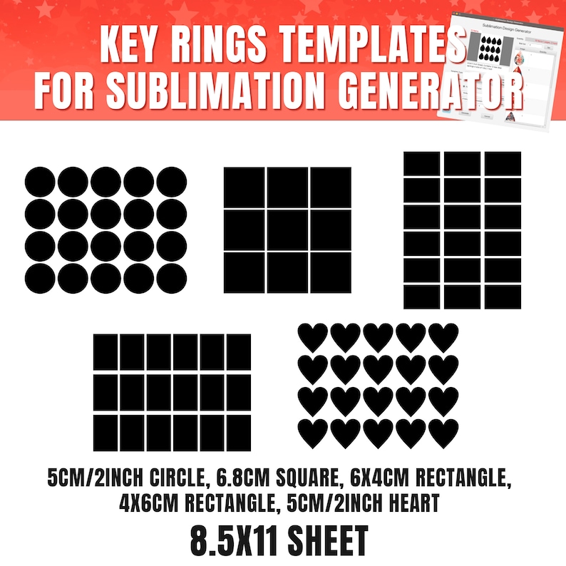 Keyrings Sublimation Sheet Template for 