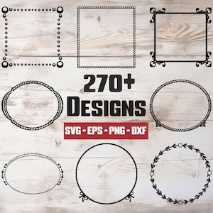 Paquete de marcos SVG, marcos vectoriales, marcos en silueta, imágenes prediseñadas de marcos: descarga digital de archivos svg, png, eps, dxf y svg para cricut imagen 1
