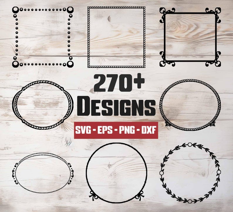 Paquete de marcos SVG, marcos vectoriales, marcos en silueta, imágenes prediseñadas de marcos: descarga digital de archivos svg, png, eps, dxf y svg para cricut imagen 1