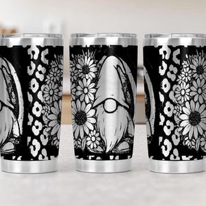 Gnome flower fall Wrap Laser Svg,  20oz Laser Engraved Tumbler Wrap Floral Laser Engraving Svg Flowers 20 oz Tumbler Laser