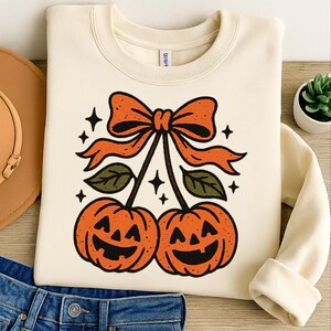 Autumn Pumpkin Cherries Girly png, Halloween Pumpkin png, Fall pumpkin png, Pumpkin Cheeries Coquette Png, Fall png, Girly png