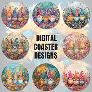 8 Gnomes car Coaster Sublimation Design PNG, Car Coaster Designs, Round Sublimation Design, Instant Download, Commercial Use Png