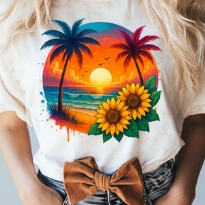Summer Png, Beach Png, Palm Trees Png, Hibiscus Flowers Png, Beach Sunset Png, Sublimation Design, T-Shirt Design, Sweatshirt Png