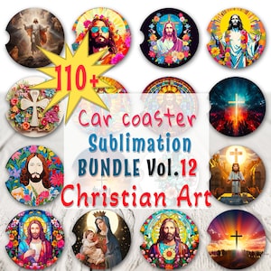 100+ PNG Car Coaster Sublimation Design vol 12 Christian Art,Car Coaster Designs,Round Sublimation Design,Instant Download,Commercial Use