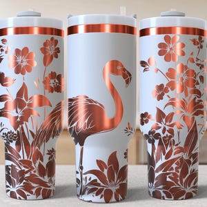Flamingo Flowers Tumbler Wrap Laser Svg 40oz Laser Engraved Tumbler Wrap Floral Laser Engraving Svg Flowers 40 oz Tumbler Laser File Svg