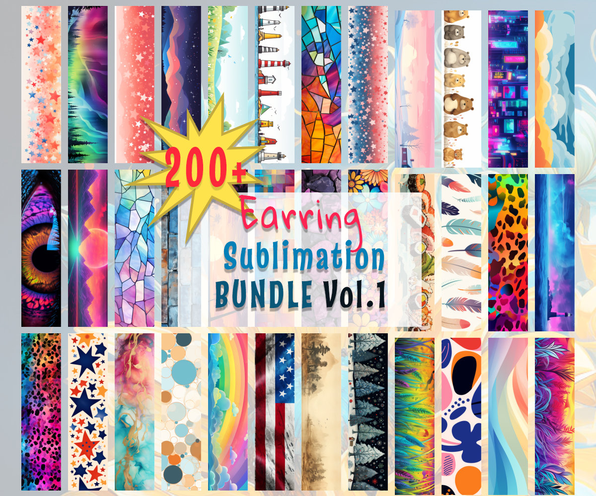 sublimation earring designs bundle 200+, sublimation earring blanks, earring designs, earring designs for sublimation, bar earrings png