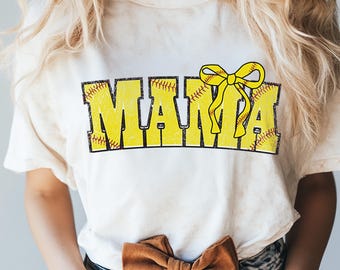 Softball Mama Coquette PNG, Game Day Varsity Png, Glitter PNG, Team Spirit, Game Day, Retro Softball Bow Design, Trendy, Sublimation