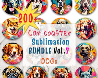 200+ PNG Car Coaster-sublimatieontwerp - vol 7 honden, ongeveer 100 rassen, rond sublimatieontwerp, direct downloaden, commercieel gebruik png