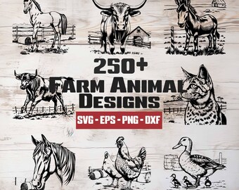 Farm Animal SVG Bundle, Clipart for Cricut, Laser Cut, High Quality Silhouette Graphics, png SVG eps DXF Vector