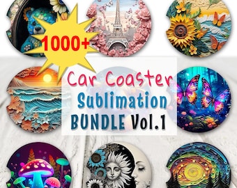Car Coaster Sublimation PNG Design, Car Coaster Designs, Round Sublimation Design, Instant Download, Commercial Use Png