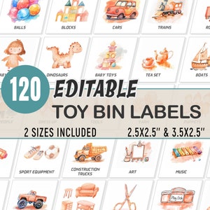 BOHO Toy Bin Storage Labels Playroom Organization Toy Trofast Kids Visual Pictures Montessori Homeschool Pre-k Classroom Box Organizer
