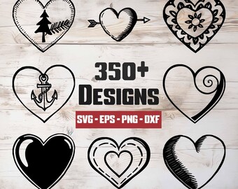 Heart SVG Bundle, Heart Vector, Heart Silhouette, Heart Clipart - digital download svg, png, eps, dxf, svg files for cricut