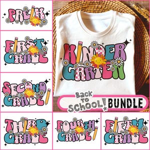 Retro Back to School Bundle, Kindergarten, First Day Of School, School Png, Retro PNG, First/Second/Third Grade Design, School Bundle Png