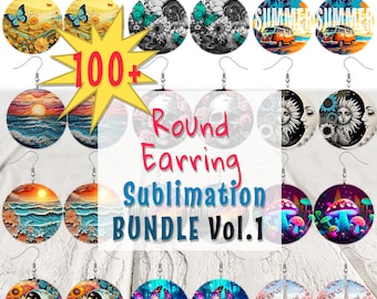 100 Round Earring Sublimation Design Bundle, circle Earring Bundle, Sublimation Earring Blanks Designs, Round Earring Designs