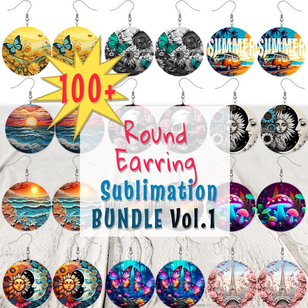 100 Round Earring Sublimation Design Bundle, circle Earring Bundle, Sublimation Earring Blanks Designs, Round Earring Designs