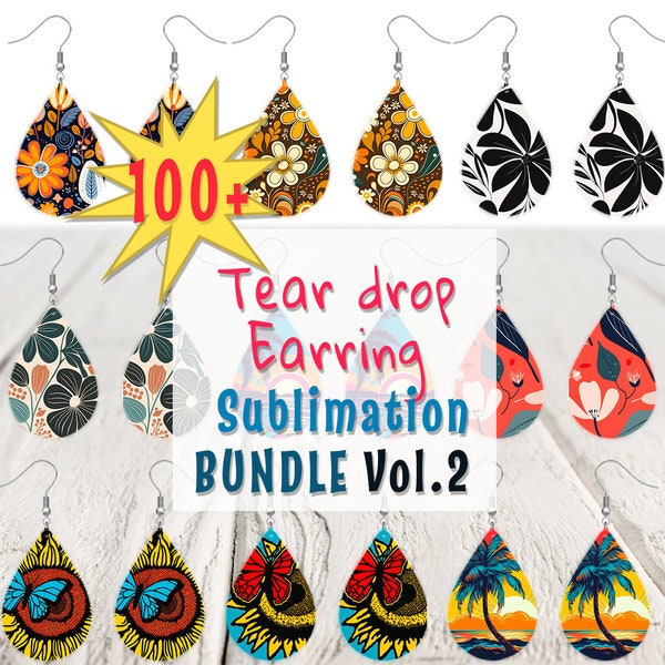 100+ Tear Drop Earring Sublimation Design Bundle - Vol 2, Earring Bundle, Sublimation Earring Blanks Designs, Teardrop Earring Designs