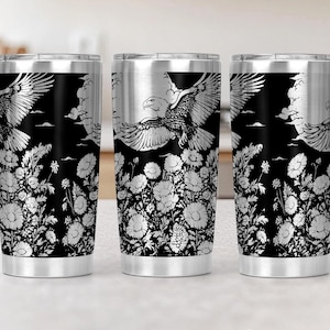 Eagle Wildflowers Tumbler Wrap Laser Svg 20oz Laser Engraved Tumbler Wrap Floral Laser Engraving Svg Flowers 20 oz Tumbler Laser Svg Design