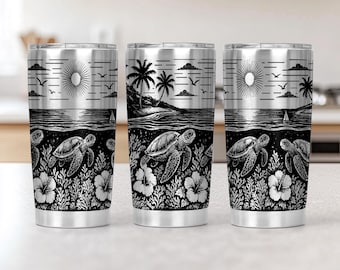 Sea Turtle Tumbler Wrap Laser Svg, 20oz Laser Engraved Baby Turtle Tumbler, Laser Engraving Svg, Summer 20 oz Tumbler Laser File Svg Design