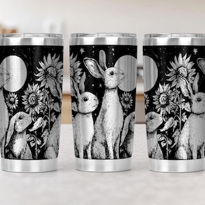 Rabbits Wildflowers Wrap Laser Svg 20oz Laser Engraved Tumbler Wrap Floral Laser Engraving Svg Flowers 20 oz Tumbler Laser Svg Design