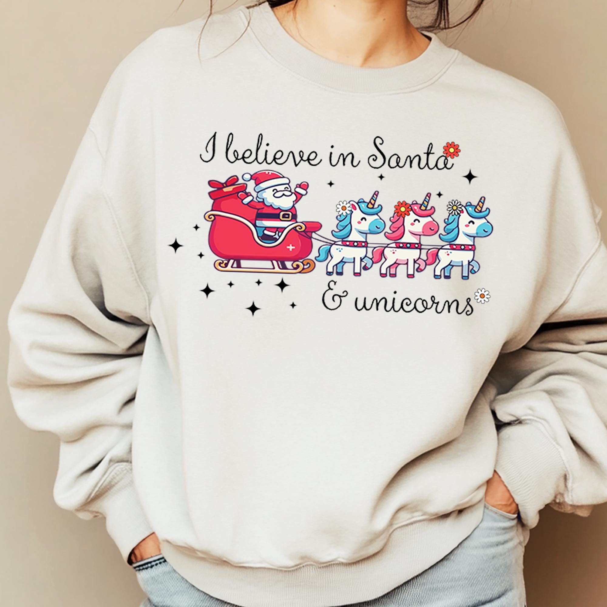 I believe in santa and unicorns sweater sale