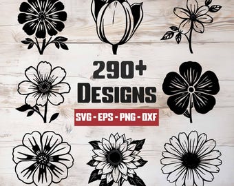 Mega Cute Flowers Svg Png Mega Bundle, Flower Svg, Flowers Svg, Flower Designs For Shirts, Flower Cut Files, Vector Files, Cricut, Svg, Png