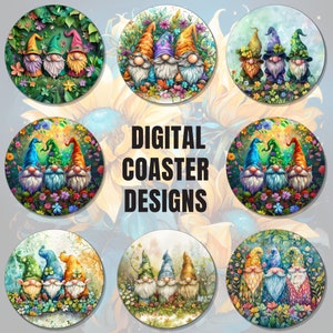 8 Gnomes car Coaster Sublimation Design PNG, Car Coaster Designs, Round Sublimation Design, Instant Download, Commercial Use Png