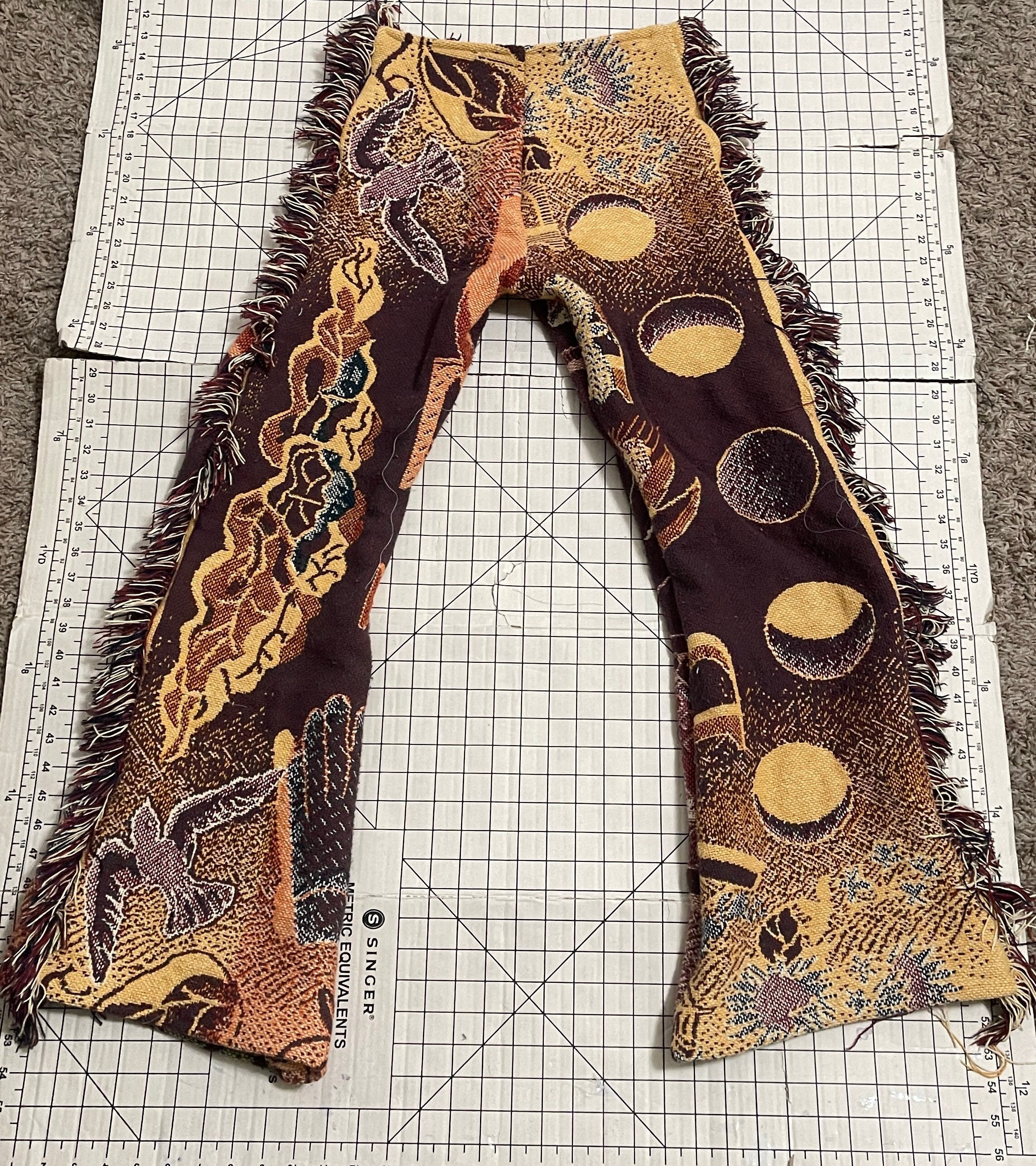 Multicolor Fringe Blanket Tapestry Pants 