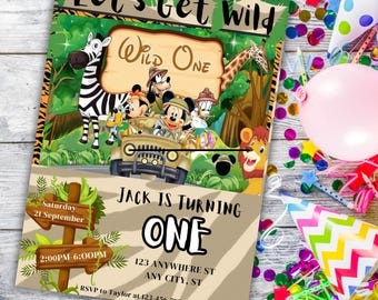 Mickey Mouse Safari &quot;Wild One&quot; Birthday Invitation ONLY