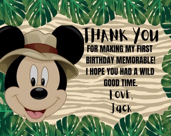 Mickey Mouse Safari &quot;Wild ONE&quot; Thank you Card