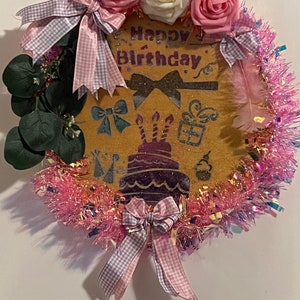 Birthday wood wreath/card