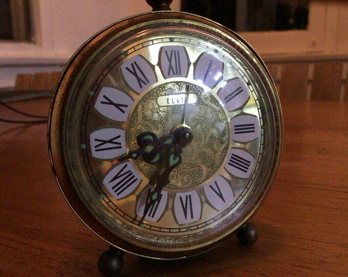 Old Cool Fing Elgin Alarm Clock Etsy