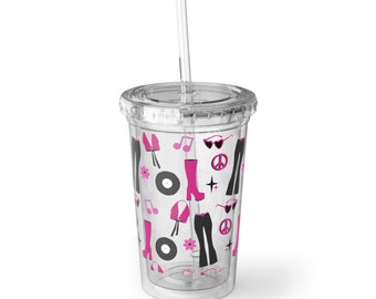 Let's Boogie! Disco Diva Accessories Plastic Cup with Straw, 16oz