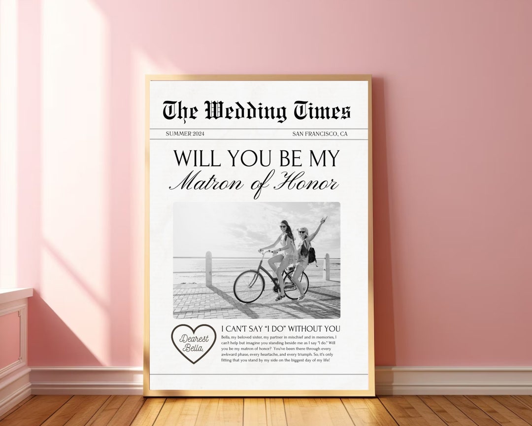 Matron of Honor Proposal Maid of Honor Card Custom Newspaper Canva ...