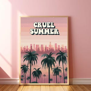Póster de verano cruel, linda obra de arte, regalo para adolescente, arte de pared para amantes del verano cruel, impresión de verano cruel, póster rosa preppy, decoración de habitación coqueta