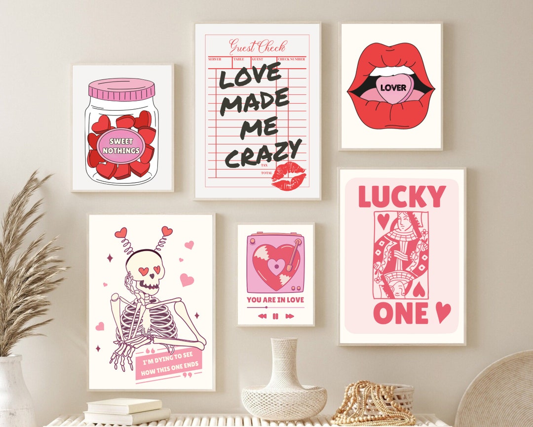 Valentines Day Posters, Set of 6 Posters, Girl Power Prints, Girl Power