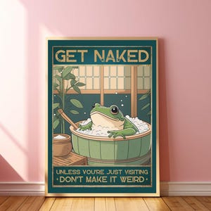Frog Bathtub Poster Japanese Frog Print Get Naked Poster Frog Wall Art Japanese Bathroom Funny Frog Art Frog Bathroom Print Funny Toilet Art