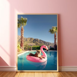 Palm Springs Retro Tiger Poster Tiger Druck Funky Poster Einfach Tiger Kunstdruck Dopamin Dekor Maximalist Wandkunst Palm Springs Wandkunst Kunst