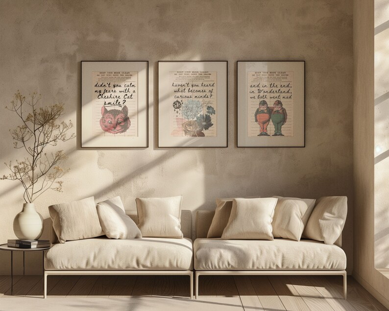 Curious Minds Quote Poster Vintage Library Card Wonderland Book Lover Wall Art image 3