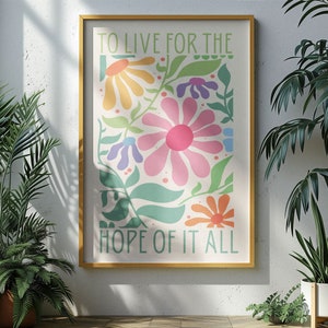 Vivir por la esperanza de todo cartel agosto impresión 70's estilo cartel coqueta decoración femenina preppy Y2k arte estético preppy arte soñador arte
