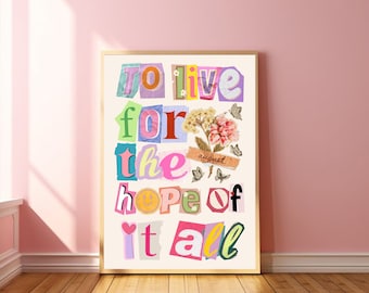 To Live For The Hope Of It All Magazine Letter Art Augustus Poster Funky Retro Art Girly Esthetic Art Dreamful Art Maximalist Apartment Ar