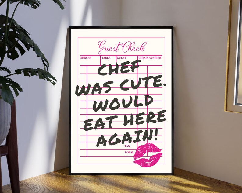 Trendy Guest Check Poster, Cute Chef Print (digital Download) - Etsy