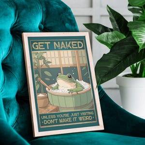 Frog Bathtub Poster Japanese Frog Print Get Naked Poster Frog Wall Art Japanese Bathroom Funny Frog Art Frog Bathroom Print Funny Toilet Art