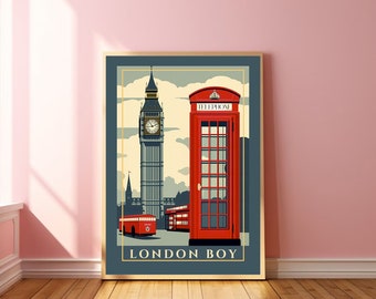 London Boy Poster London Poster London Printable Art Retro Apartment Decor Preppy College Poster So Long London Print Room Decor For Teens