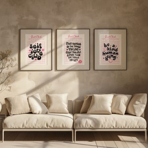 Set of 3 Guest Check Posters Affirmation Poster Preppy Pink Poster Y2k Apartment Poster Bar Cart Decor Figureoutable Positive Vibes Print