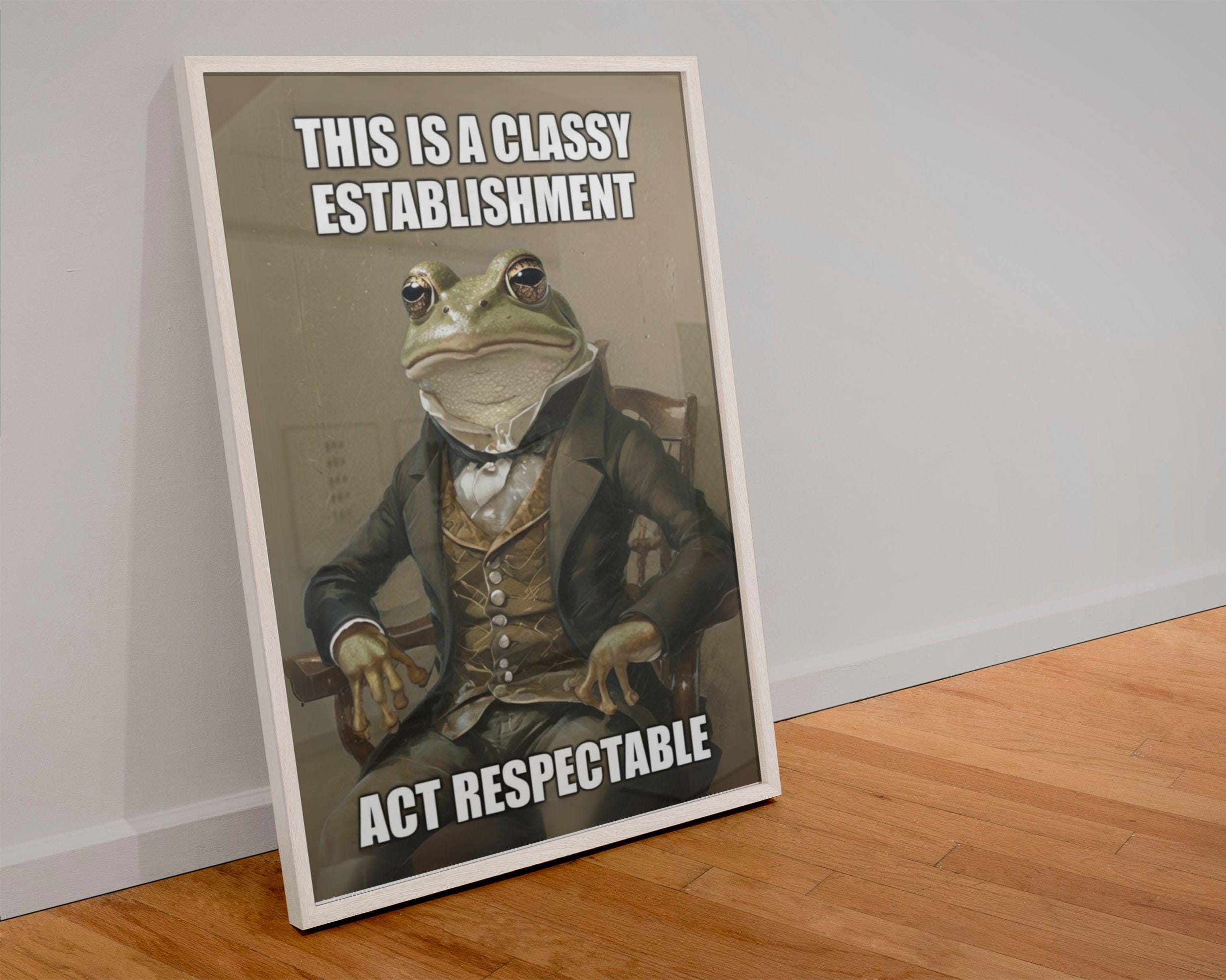Frog Vintage Art Frog Portrait Print High Class Place Act Respectable ...