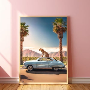 Leopard Poster Palm Springs Print Maximalist Art Print Dopamine Decor Big Cat Print Leopard Pattern Art Palm Springs Art Vintage Leopard Art